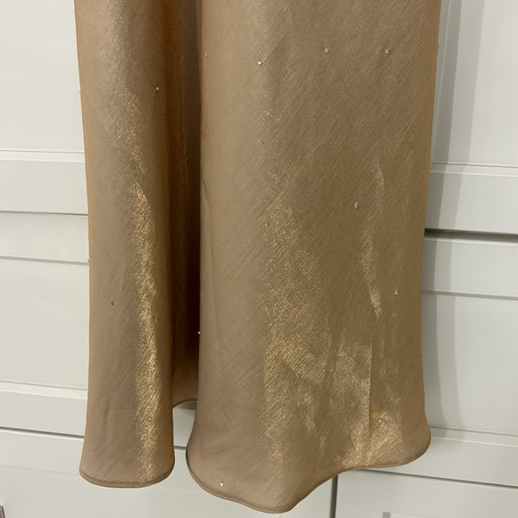 Gorgeous Gold shimmering dress beaded with spaghetti straps size 6 - Picture 3 of 11